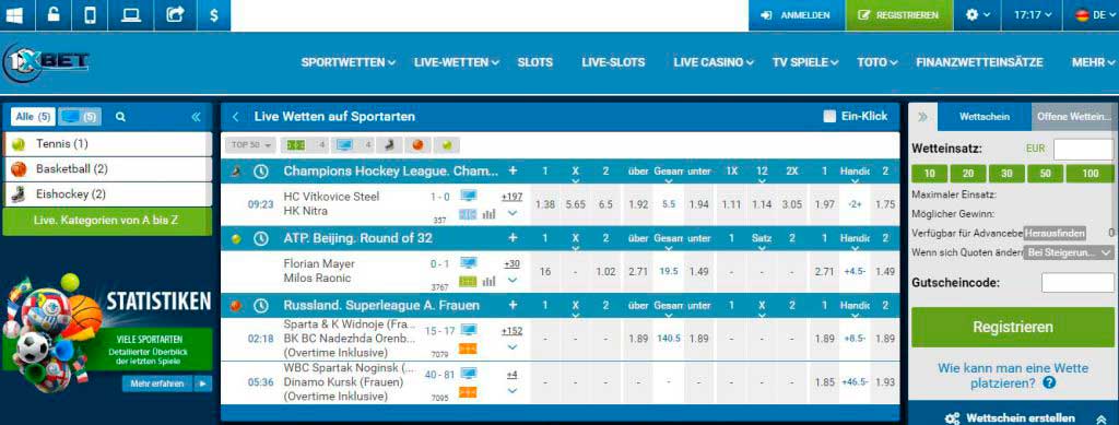 1xBet SPORTWETTEN IN DEUTSCHLAND