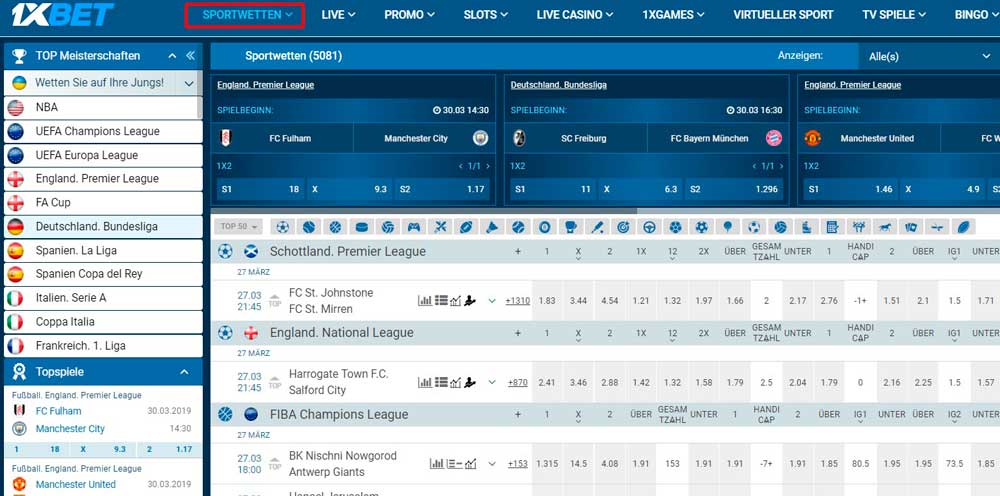 1xBet SPORTWETTEN 